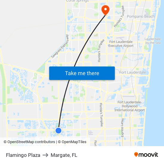 Flamingo Plaza to Margate, FL map