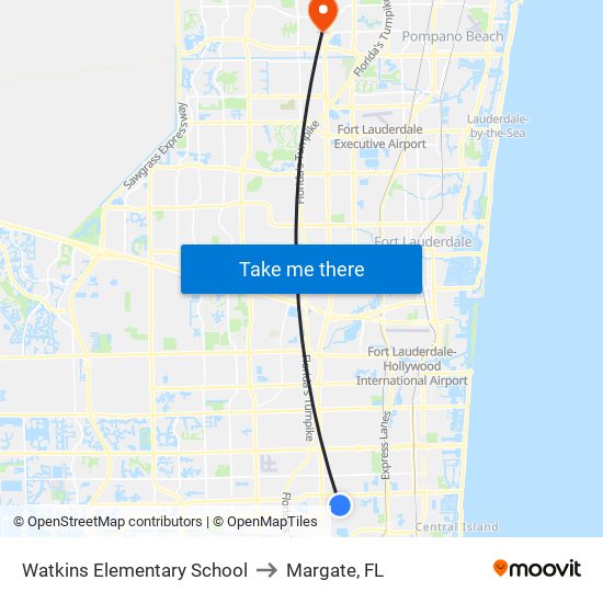 Watkins Elementary School to Margate, FL map