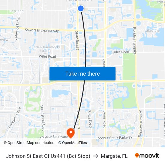 Johnson St East Of Us441 (Bct Stop) to Margate, FL map