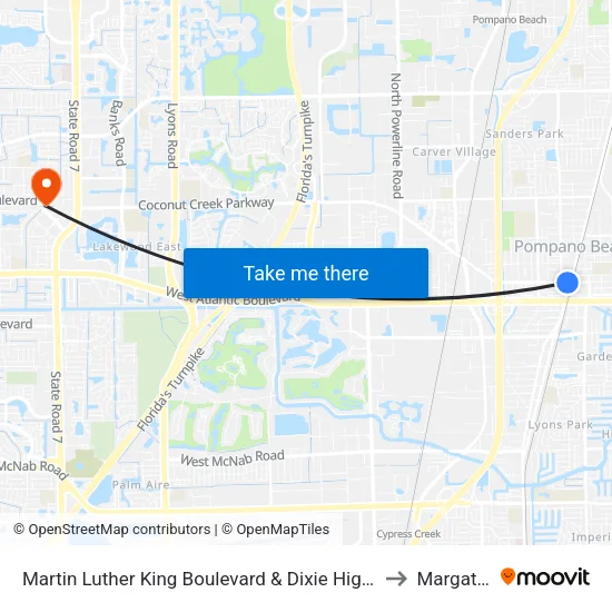 Martin Luther King Boulevard & Dixie Highway Pompano to Margate, FL map