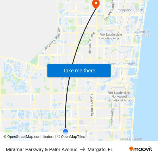 Miramar Parkway & Palm Avenue to Margate, FL map
