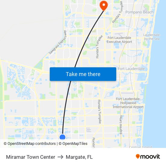 Miramar Town Center to Margate, FL map