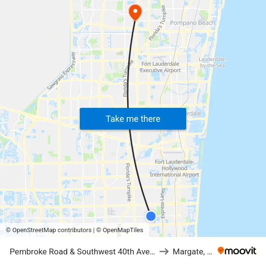 Pembroke Road & Southwest 40th Avenue to Margate, FL map