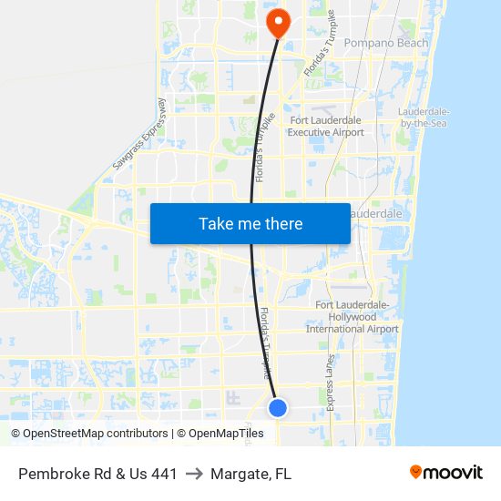 Pembroke Rd & US 441 to Margate, FL map