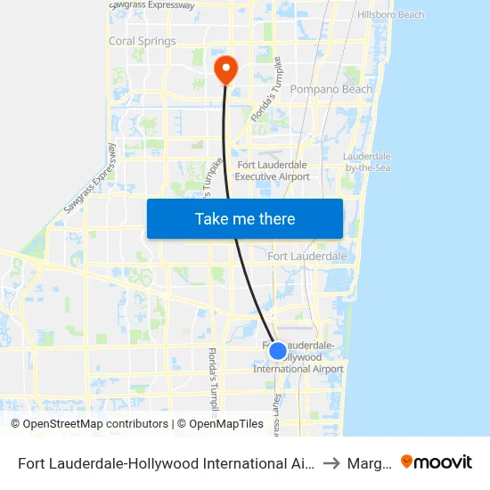 Fort Lauderdale-Hollywood International Airport Griffin Road/Tri-Rail Station to Margate, FL map