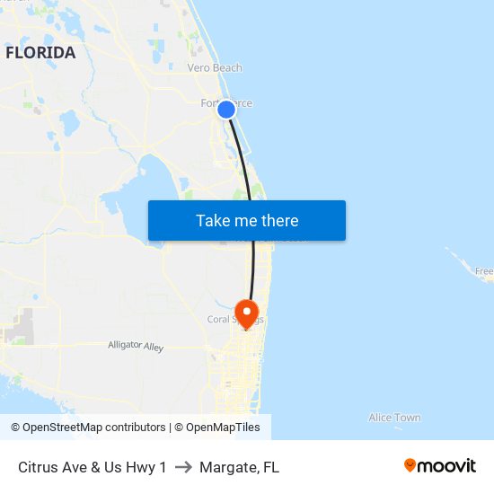 Citrus Ave & Us Hwy 1 to Margate, FL map
