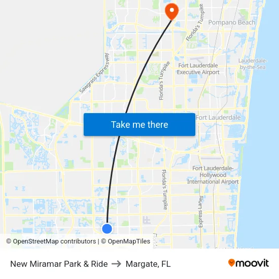 Miramar Park & Ride (Bay 1) to Margate, FL map