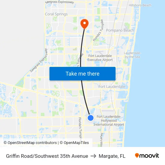 Griffin Road/Southwest 35th Avenue to Margate, FL map