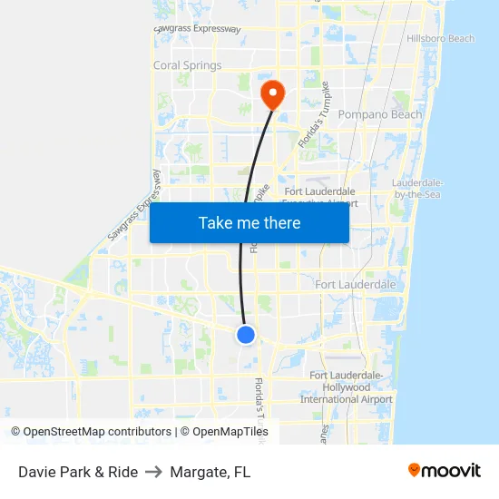 Davie Park & Ride to Margate, FL map