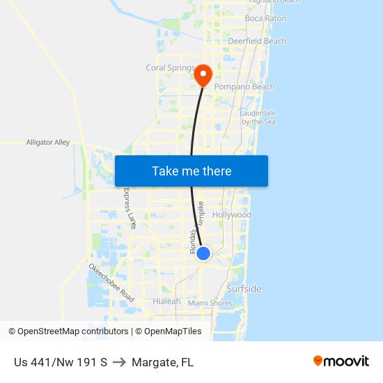 Us 441/Nw 191 S to Margate, FL map