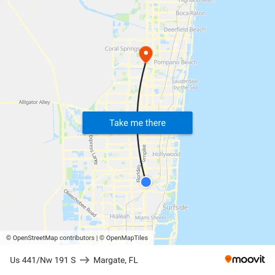 Us 441/Nw 191 S to Margate, FL map
