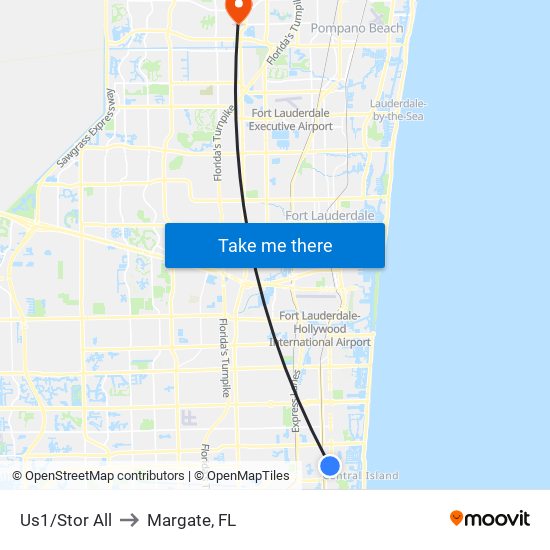 Us1/Stor All to Margate, FL map