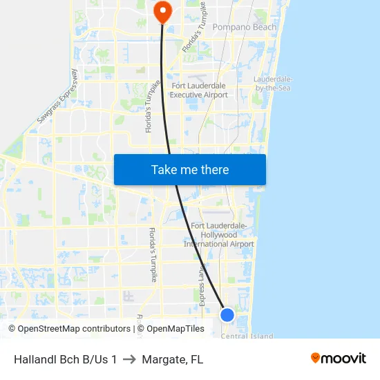 Hallandl Bch B/Us 1 to Margate, FL map