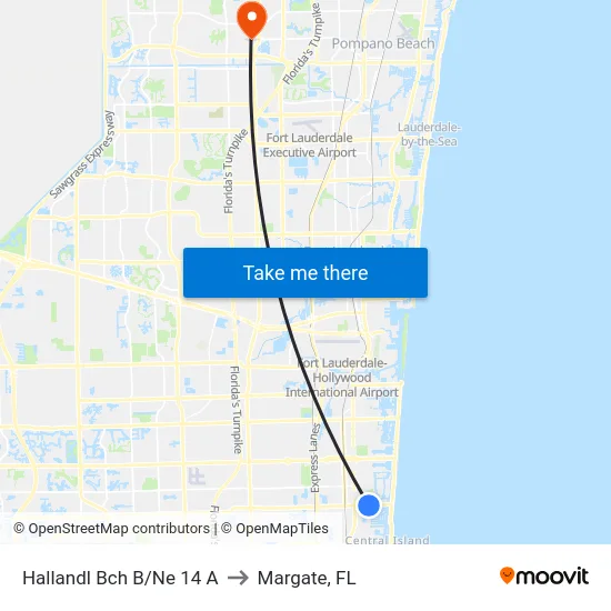 Hallandl Bch B/Ne 14 A to Margate, FL map
