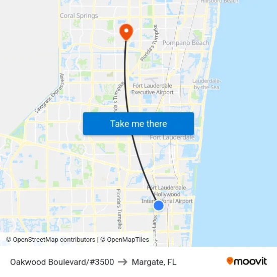 Oakwood Boulevard/#3500 to Margate, FL map