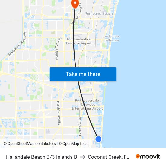 Hallandale Beach B/3 Islands B to Coconut Creek, FL map