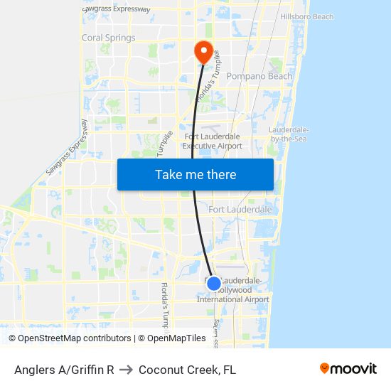 Anglers A/Griffin R to Coconut Creek, FL map