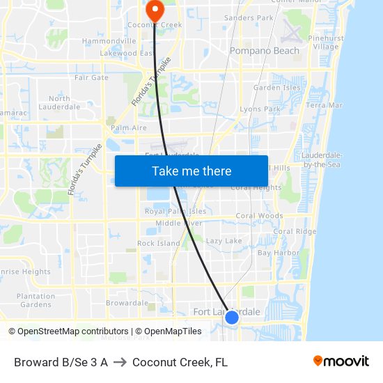 Broward B/Se 3 A to Coconut Creek, FL map