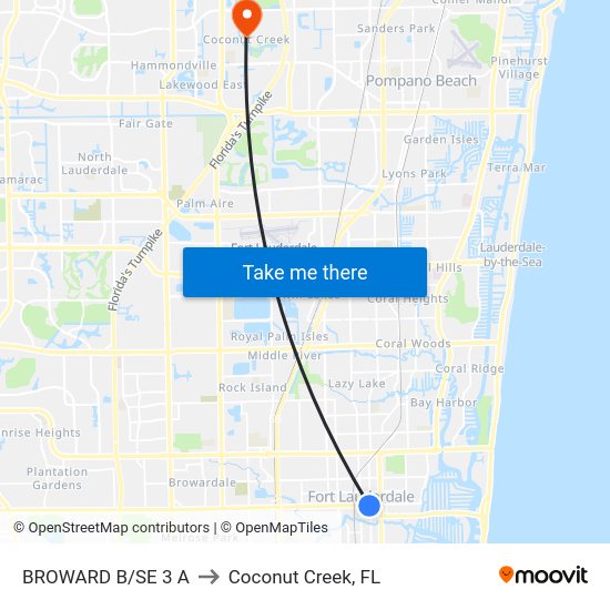 BROWARD B/SE 3 A to Coconut Creek, FL map