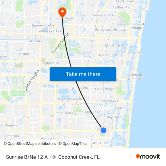 SUNRISE B/NE 12 A to Coconut Creek, FL map