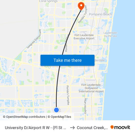 University D/Airport R W - (Fl St Hsp) to Coconut Creek, FL map