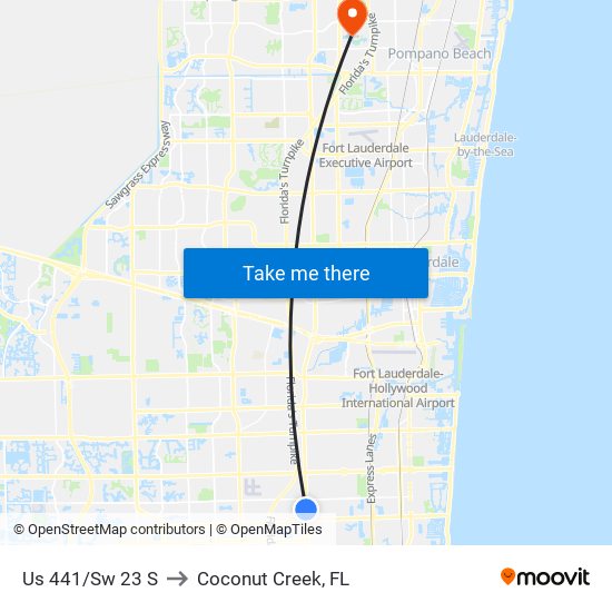 Us 441/Sw 23 S to Coconut Creek, FL map