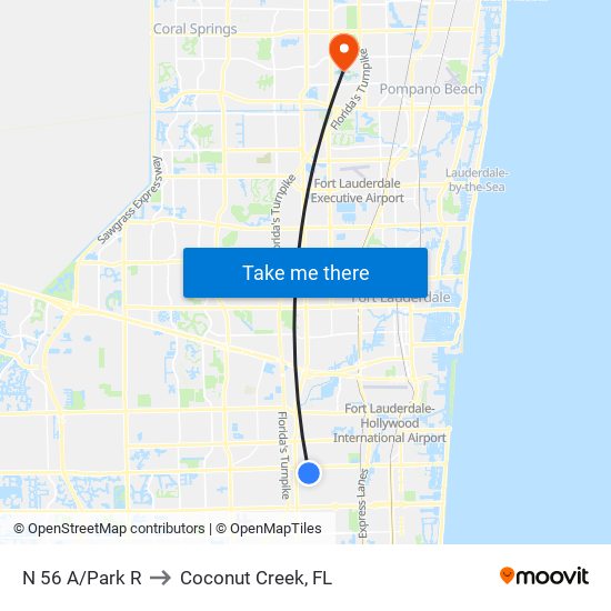 N 56 A/Park R to Coconut Creek, FL map