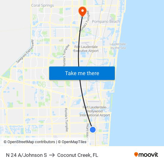 N 24 A/Johnson S to Coconut Creek, FL map