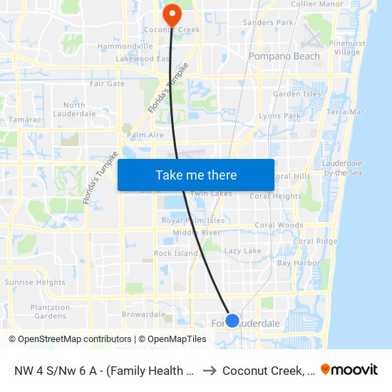 NW 4 S/Nw 6 A - (Family Health Ctr) to Coconut Creek, FL map