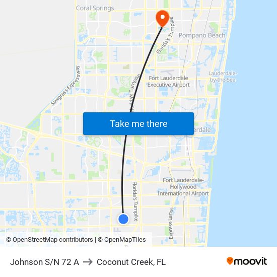 Johnson S/N 72 A to Coconut Creek, FL map