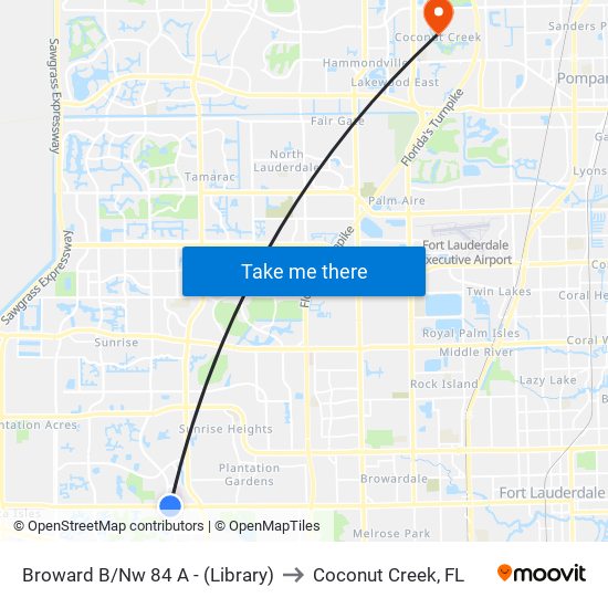Broward B/Nw 84 A - (Library) to Coconut Creek, FL map