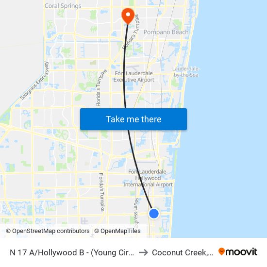 N 17 A/Hollywood B - (Young Circle) to Coconut Creek, FL map
