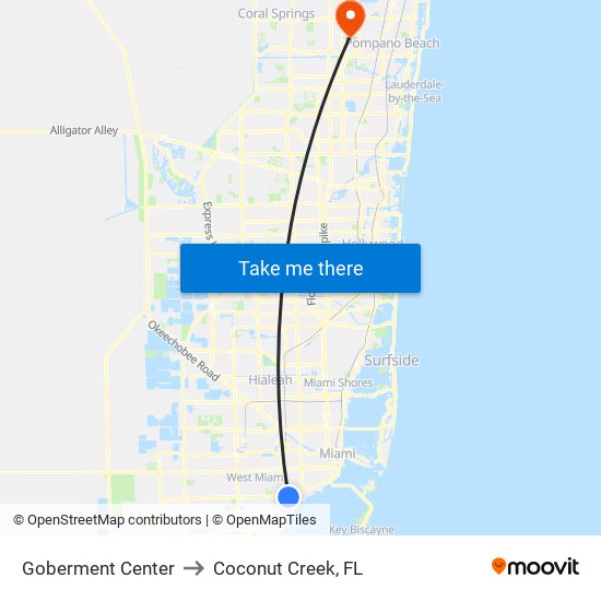 Goberment Center to Coconut Creek, FL map