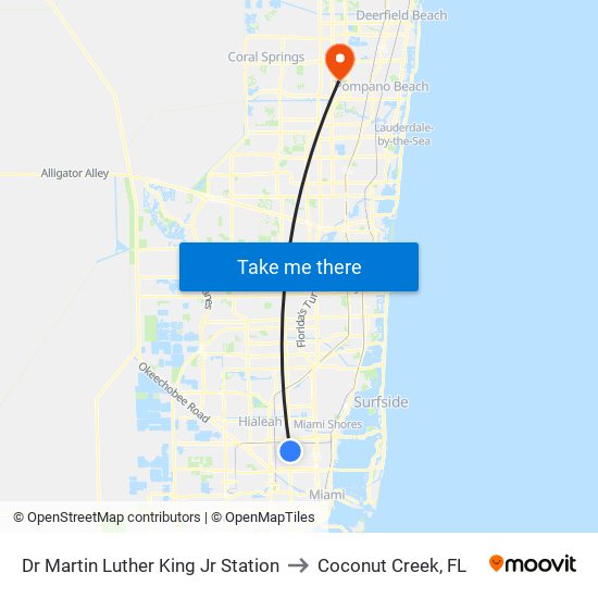 Dr Martin Luther King Jr Station to Coconut Creek, FL map