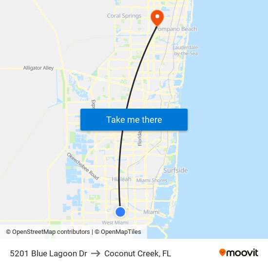 5201 Blue Lagoon Dr to Coconut Creek, FL map