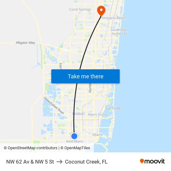 NW 62 Av & NW 5 St to Coconut Creek, FL map