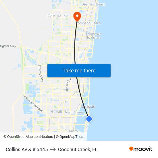 Collins Av & # 5445 to Coconut Creek, FL map