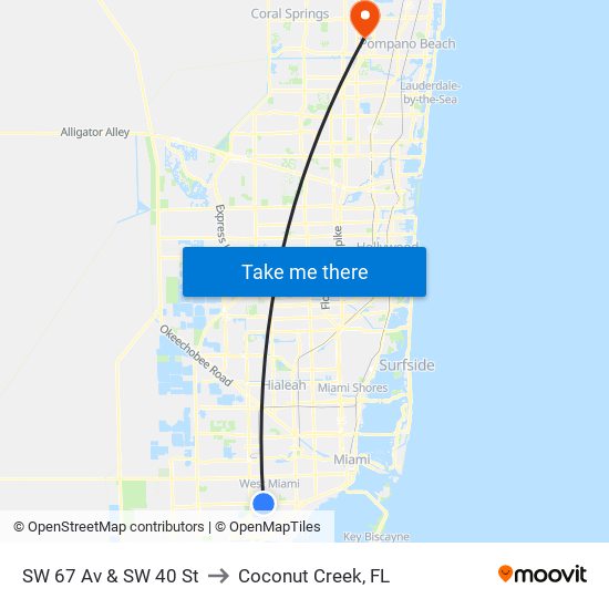 SW 67 Av & SW 40 St to Coconut Creek, FL map