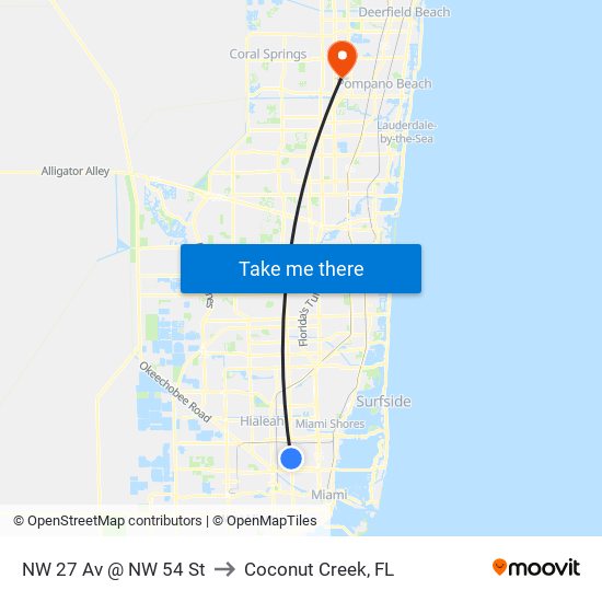 NW 27 Av @ NW 54 St to Coconut Creek, FL map