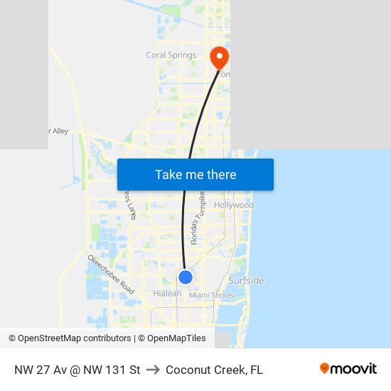 NW 27 Av @ NW 131 St to Coconut Creek, FL map