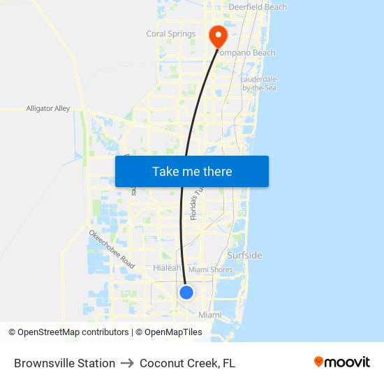 Brownsville Station to Coconut Creek, FL map