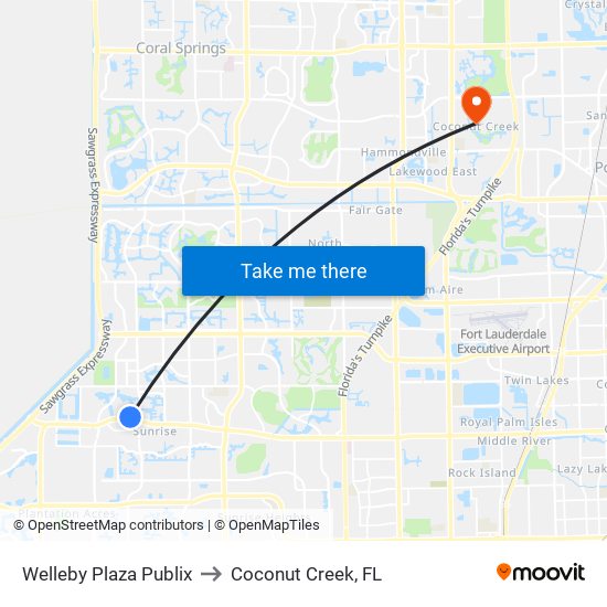 WELLEBY PLAZA PUBLIX to Coconut Creek, FL map