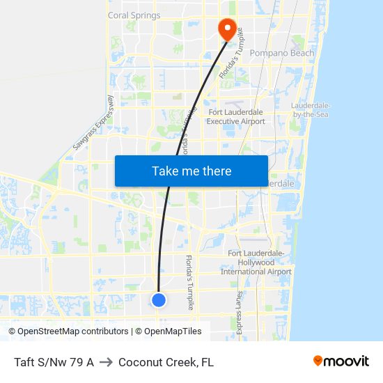 TAFT S/NW 79 A to Coconut Creek, FL map