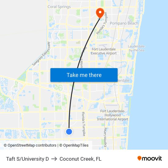 Taft S/University D to Coconut Creek, FL map
