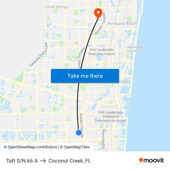 Taft S/N 66 A to Coconut Creek, FL map