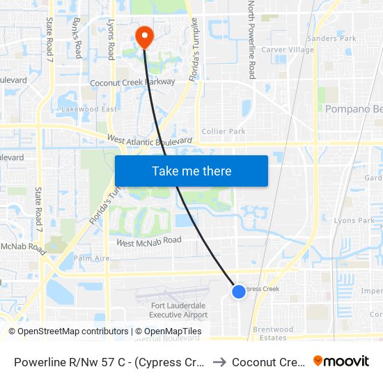 Powerline R/Nw 57 C - (Cypress Creek Tri-Rail) to Coconut Creek, FL map