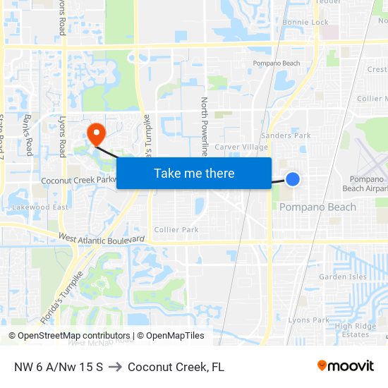 NW 6 A/Nw 15 S to Coconut Creek, FL map