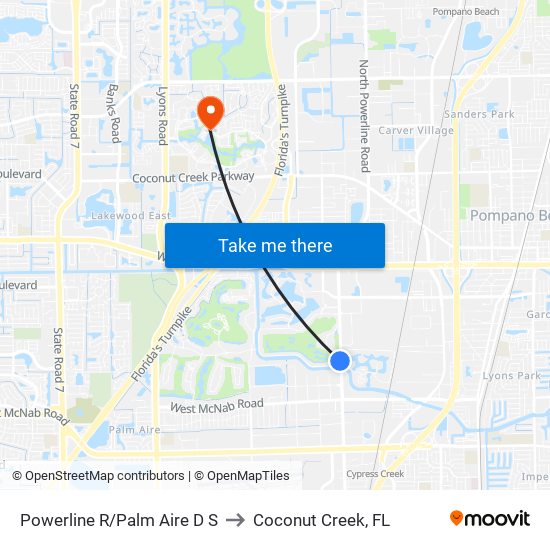 Powerline R/Palm Aire D S to Coconut Creek, FL map