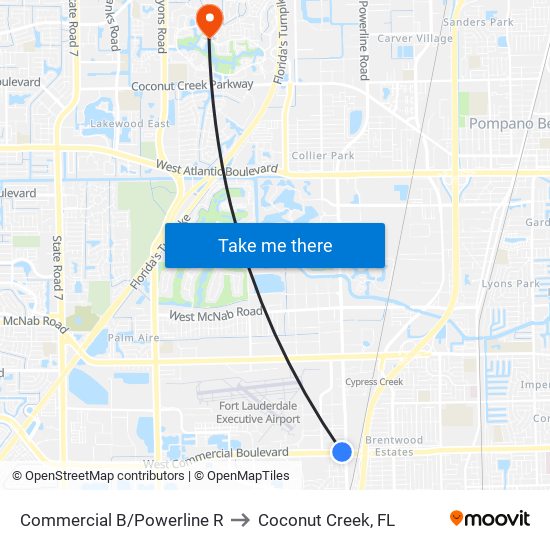 Commercial B/Powerline R to Coconut Creek, FL map
