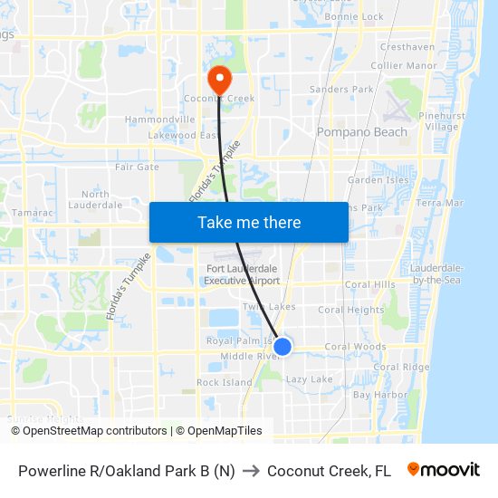 POWERLINE R/OAKLAND PARK B (N) to Coconut Creek, FL map